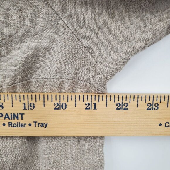 FLAX Brown Button Down Blouse Tunic Women Size Small 100% Linen Collared Long - Picture 10 of 12